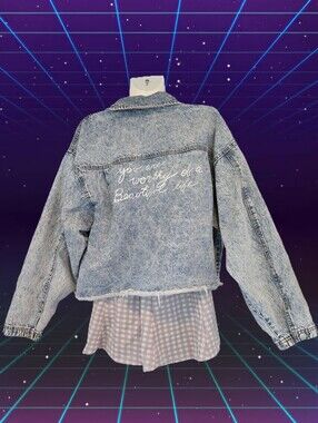 Custom Acid Wash Denim Jacket - Light Blue